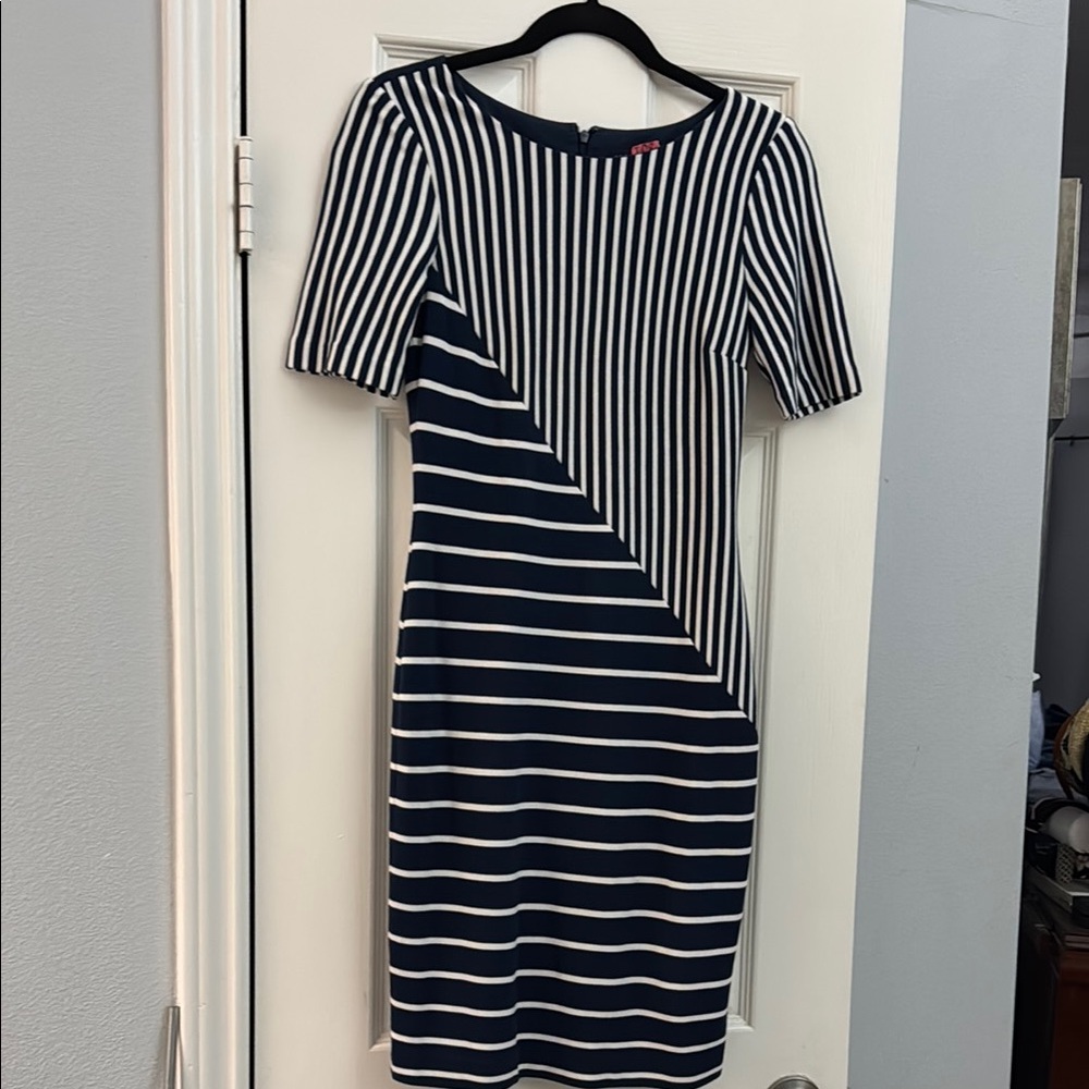 Size 2 Antonio Melani Navy and White Striped Bodycon style